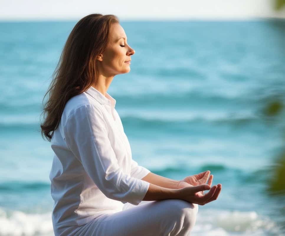 woman relaxing ocean